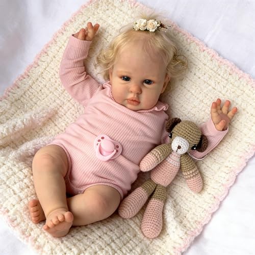 Muñeca Reborn Bebé Realista 24 Pulgadas Pelo Rubio miniatura 1
