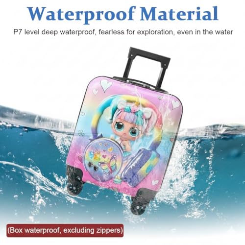 Image of Kids Carry On Luggage with Wheels, 18-inch Hard Shell Suitcase for Boys & Girls, Lightweight Toddler Rolling Travel Bag with Retractable Handle, Durable Hardside Spinner Suitcase for Airplane Travel