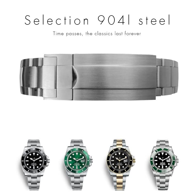 Bracelet montre 20mm acier 904L boucle pliante haute résistance