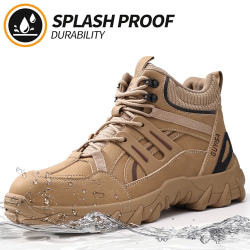 Image of Steel Toe Boots for Men Work Indestructible Safety Boots | Impact-Resistant, Puncture-Resistant, Comfortable, Wear-Resistant, Construction Factory, Warehouses, Jobsites