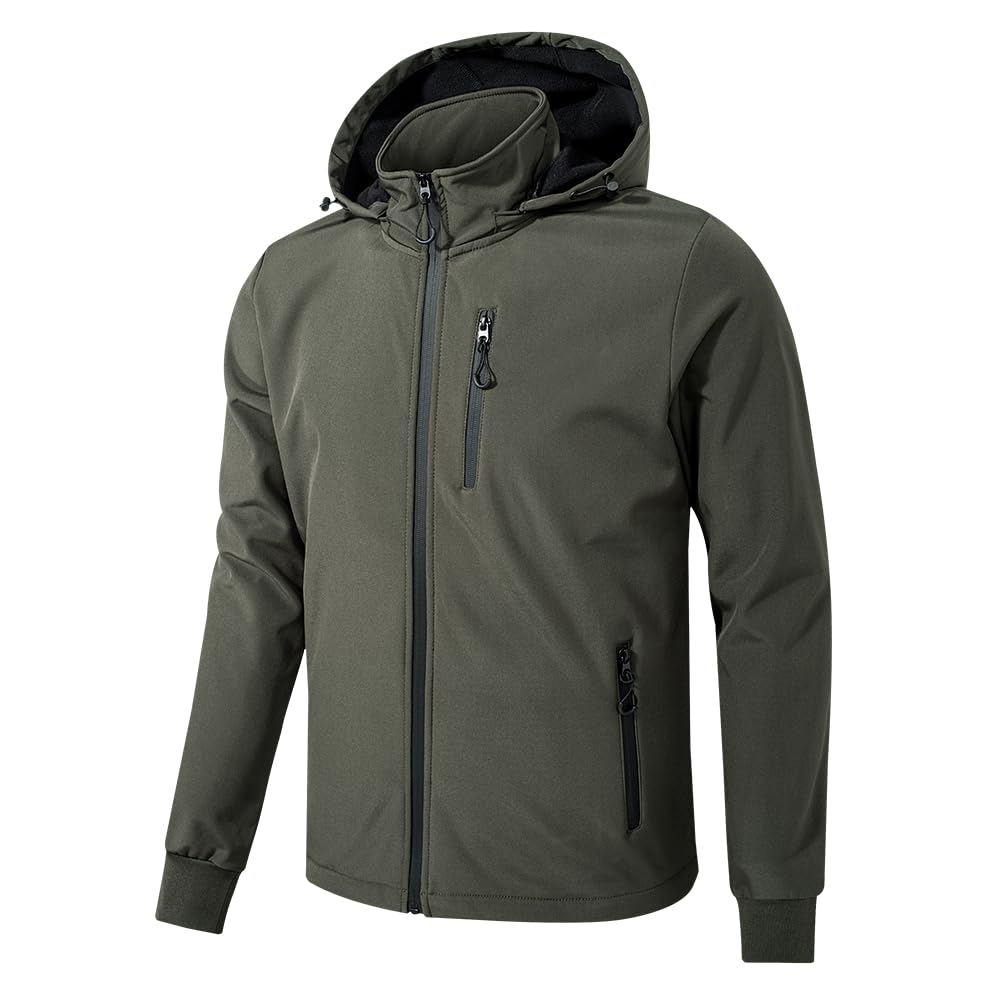 TONY BACKER Giacca Jacket Uomo In Softshell Impermeabile Antivento con Cappuccio Giubbotto Caldo Per Trekking Casual 6860