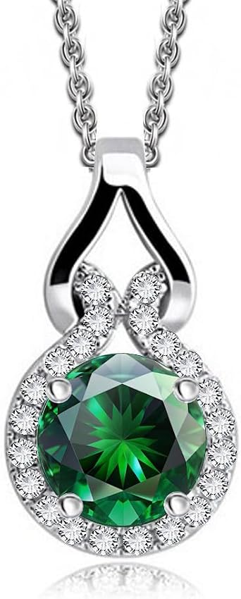 Crystalline Azuria Women Girls 18ct White Gold Plated Round Zirconia Crystals Pendant Necklace 17.7 inches