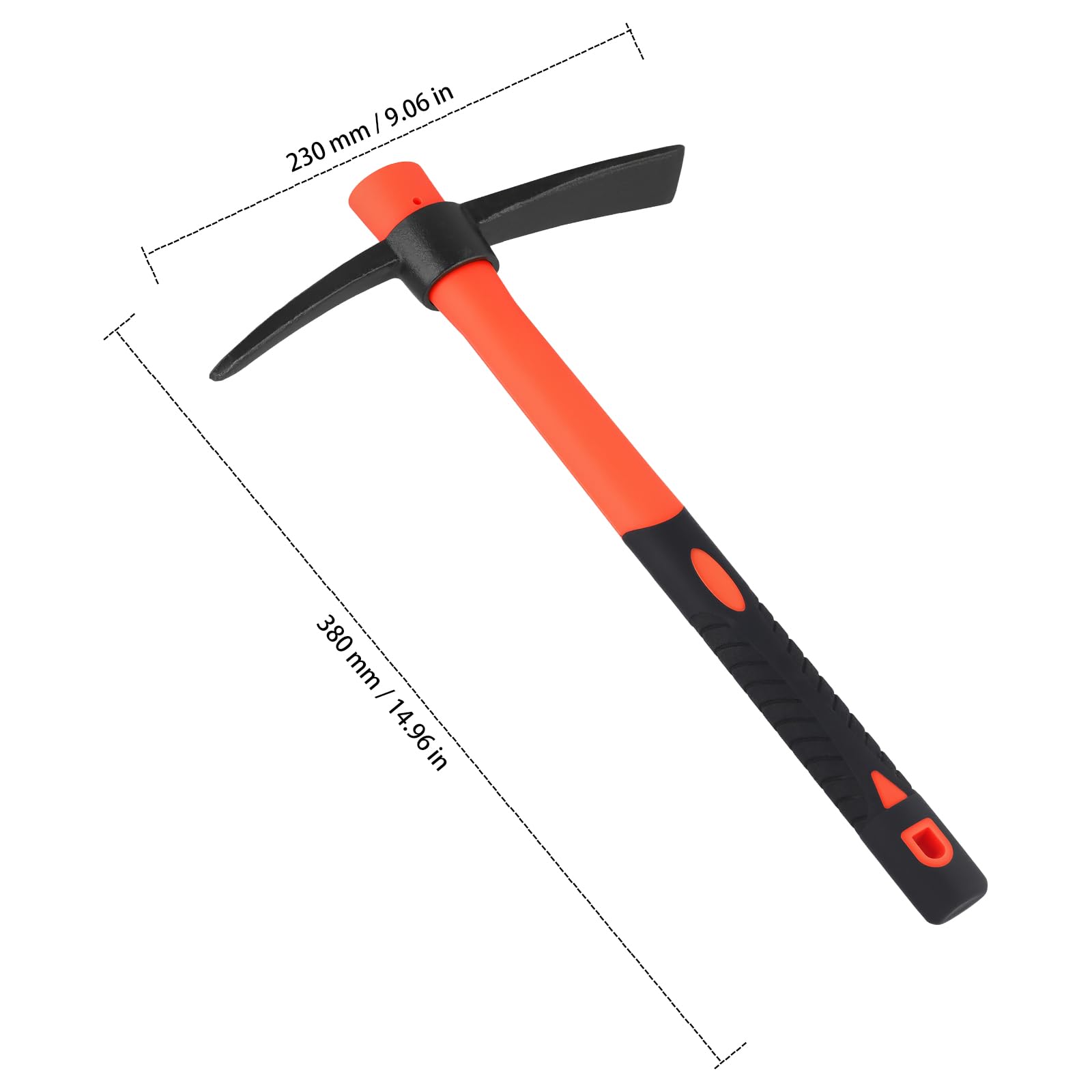 Lot de 2 pioche pointue rouge - 38 x 23 cm - Avec manche - Pour jardin, sol
