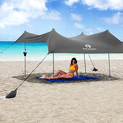 Red Suricata Family Beach Tent & Beach Canopy & 2 Beverage Holders Bundle - Upf50 Uv Sun Shade Shelter (Medium, Grey) #TOP1
