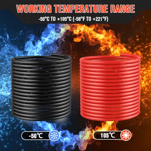 Image of 4 Gauge Wire 4 Awg Battery Cable 20FT Red + 20FT Black, 4AWG Pure Copper Wire for Automotive, Battery, Solar and Generator, 4AWG Welding Cable with Cable Lugs Terminal Connectors and Heat Shrink Tube
