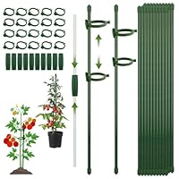 CNMTCCO Pflanzenstütze, Rankhilfe, 20 Stück Pflanzstäbe, mit 20 Karabinern Ausgestattet, mit 10 Verlängerungsrohren, Tomaten Rankhilfe, Staudenhalter, Pflanzen Stütze, Wetterfest & Stabil (90PCS)