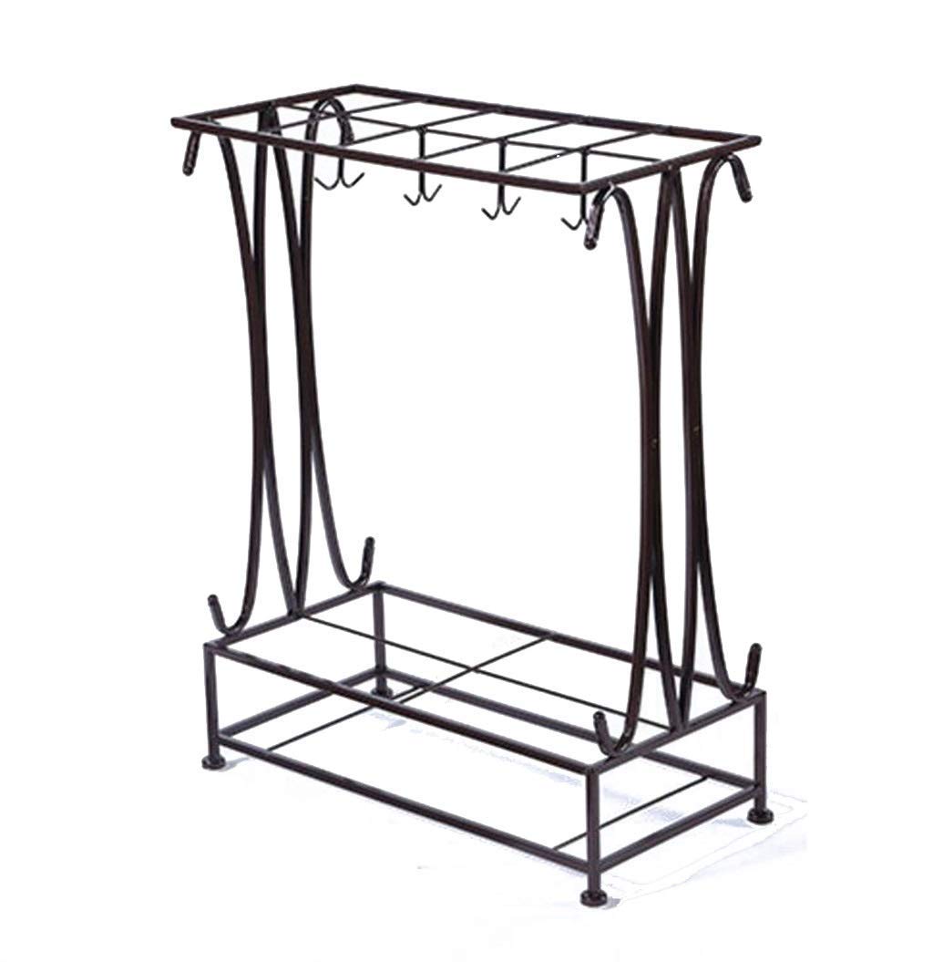 Porte-parapluie en métal de style niture bronze, base haut de gamme avec crochets