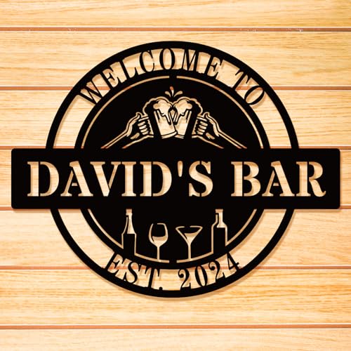 Personalized Name Bar Metal Signs,Custom Bar Sign, Bar Signs for Home Bar Wall, Custom Metal Bar Decor, Personalized Pub Gift,Wall Decor Up Signs for Pub, Party, Man Cave, Club