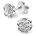 Produktbild Silvinity 925 Silber Ohrstecker Blume klein - Damen Ohrringe Stecker Rosen Blüte Ø6mm #SV-158-S