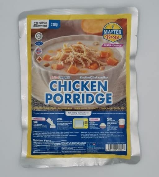 MASTER PASTO Chicken Porridge Value Pack 240g - Made with the freshest Chicken, this porridge has a smooth and rich texture to satisfy your