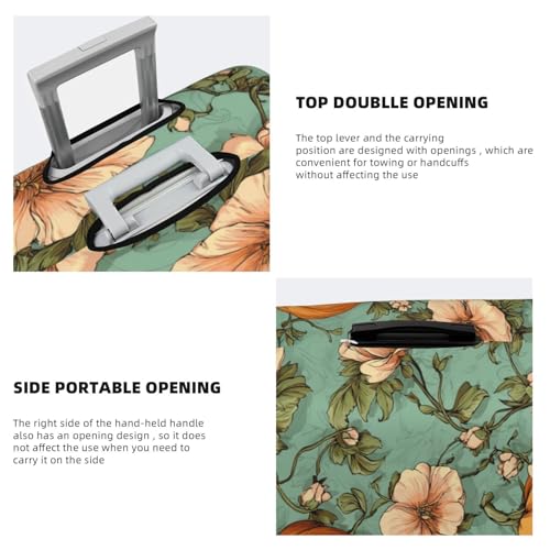 Halloween Pumpkins With Flowers Elastic Travel Luggage Covers Dustproof Scratch-Resistant Suitcase Protector Fit 22-24 Inch3