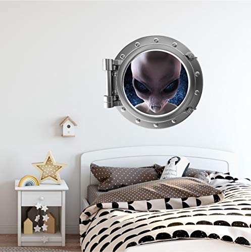 Vinilo Decorativo Alien 3D Ventana Redonda Plata 45.7 cm miniatura 2