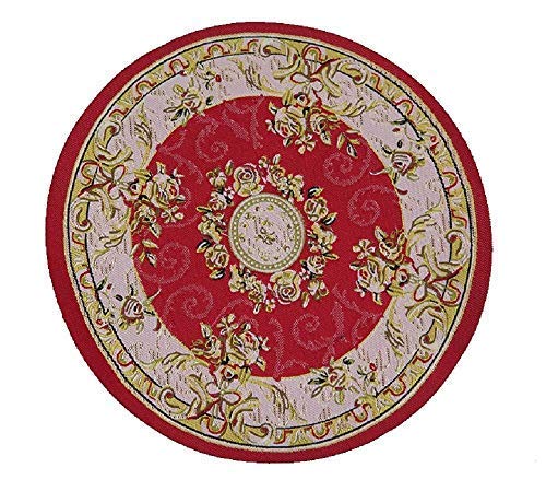 Melody Jane Dolls House Red Beige Circular Rug Miniature Round Turkish Woven Carpet