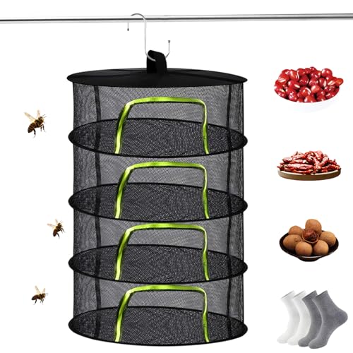 Baieye Red de Secado de Hierbas,4 Capas Red Seca de Malla para Colgar,Diámetro 60cm,Plegable con...