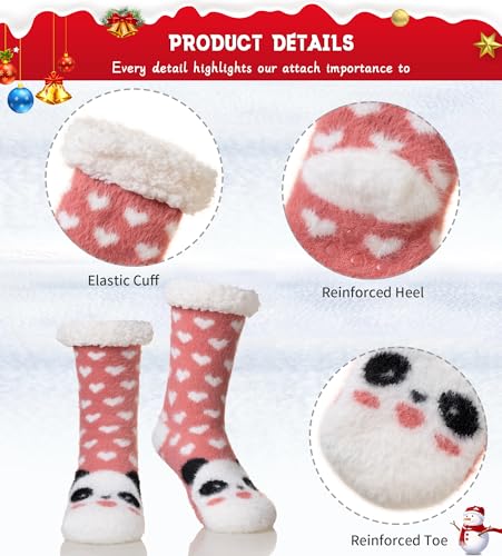 Image of WEVIAS Womens Slipper Fuzzy Socks Winter Thermal Cozy Warm Fleece Lined Non Slip Fluffy Thick Soft Sleep Cabin Socks With Grips