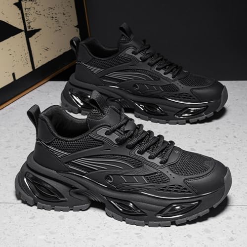 Image of Stylish and Durable Casual Mesh Walking Shoes for Men Chunky Platform Sneakers with Breathable Lace - Up Dad Style Footwear Ideal for Work Workout and Everyday Use