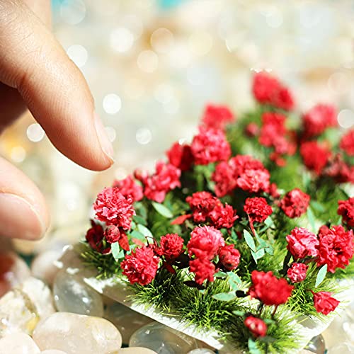 40 Pcs Flower Cluster Flower Vegetation Groups Grass Tufts Miniature Static Scenery Model For Diy Architecture Building Model Railway Train Diorama Garden Scenery Landscape Layout (Red) #TOP4