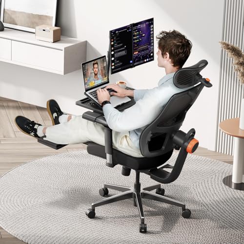 Image of Newtral Ergonomic Office Chair with Laptop Tray, Auto-Tracking Adaptive Lumbar Support, 4D Armrest & 5D Adaptive Headrest, High Back Mesh Desk Chair with Footrest, 136 Recline, Home Office Gaming