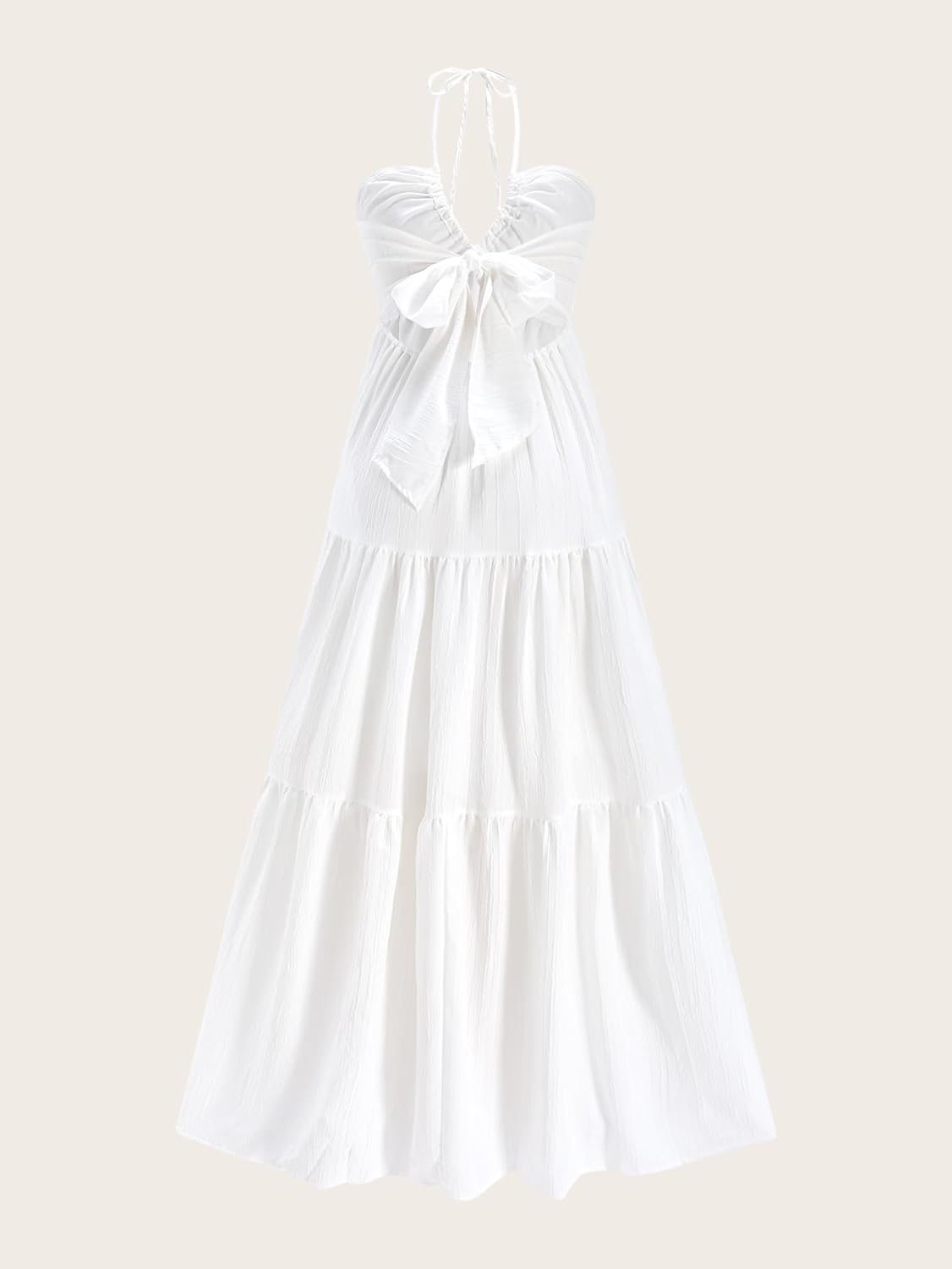 Women's Tie Backless Tiered Ruffle Dress Sleeveless Flowy Maxi Beach Vacation Dresses - Image 2