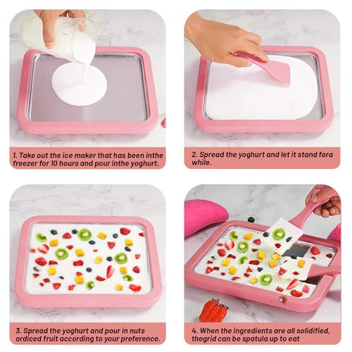 Miniatura 4 de Shyllin Heladeras Hacer Helado, Maquina Hacer Helados, Heladera Instantánea Con 2 Espátulas, Ice Cream Rolls Maker Machine, Máquina Para Hacer Rollos De Helado, Placa De Hielo Helado Pink