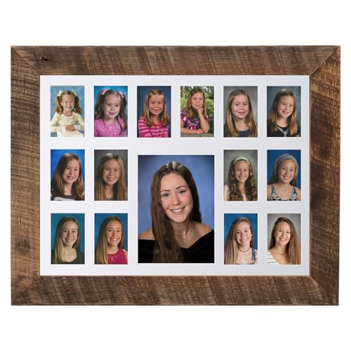 Image of Rustic Red Door Co. 12x16 School Days Picture Frame with Multiple Openings - School Years Photo Collage - The Days Are Long - 2 Pre-School & Kindergarten to 12th Grade (15 Photos, 2PreK-12th, White)
