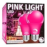 Wiyifada 2 Pack A19 LED Pink Light Bulbs,110V E26 Pink LED Lights 9W Replace up to 100W, Dimmable Colored Light Bulbs for Porch, Home Lighting, Party Decoration, Holiday Lighting
