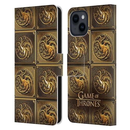Coque Targaryen Game of Thrones or et cuir premium pour iPhone 15