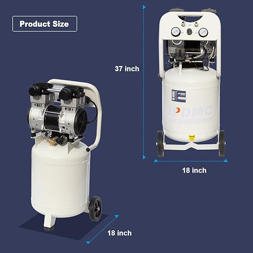 Miniatura 11 de Compresor de aire portátil para perros calientes, 0.8 HP 2.5 galones 1.73CFM@90PSI Compresor sin aceite, 62 dB ultra silencioso con panel de 4 cfm
