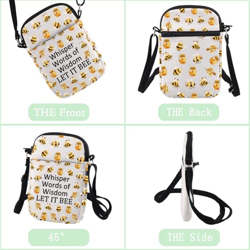 CHOORO Bee Gift Bee Lover Gift Whisper Words of Wisdom Let It Bee Crossbody Bag Inspirational Gift for Best Friend3