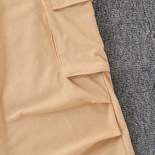 Image of Azmxynol Girls Clothes 2 Piece Outfit Ribbed T-Shirt Top + Cargo Pants, Girls Fall Clothing Set, Sizes 5-16 Years