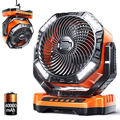 Camping LED Fan with Light, 40000mAh Rechargeable Battery