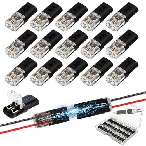 80PCS Double Wire Plug-in Connectors with Locking Buckle, Fits 18-22 AWG, Flame Retardant Lock Grip Quick Connect Connectors with Transparent Box for Emergency Repairs, Home & Automotive Wiring