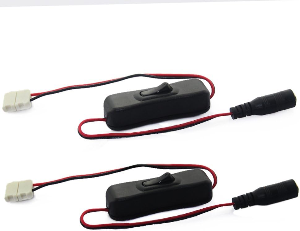 ZITRADES 2pcs 33cm 12.9" Long LED Strip Connect Cable with On/Off Switch Connector 8mm with and Female DC Plugs 5.5x2.1mm for SMD 3528 LED Flexible Strip Light by ZITRADES