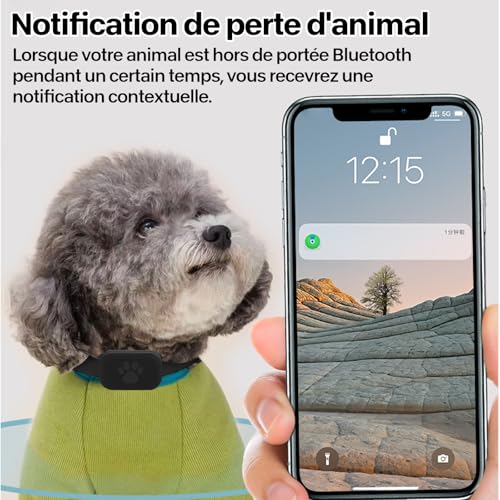 FLITI GPS Tracker Katze, Wasserdicht Bluetooth Haustier Locator, GPS Ortung mit verstellbarem Halsband, Lange Batterielaufzeit, Kompatibel mit iOS und Android, ohne ABO, für Hunde & Katzen (schwarz)