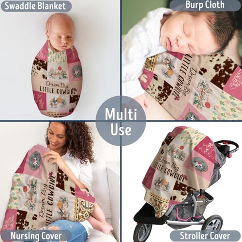 Image of Western Blanket, Western Decor for Nursery Room, Baby Blankets for Girls, Cowgirl Baby Blankets, Cowboy Baby Stuff, Soft Warm Lightweight Nursery Bed Blanket for Newborn Toddlers Daughter