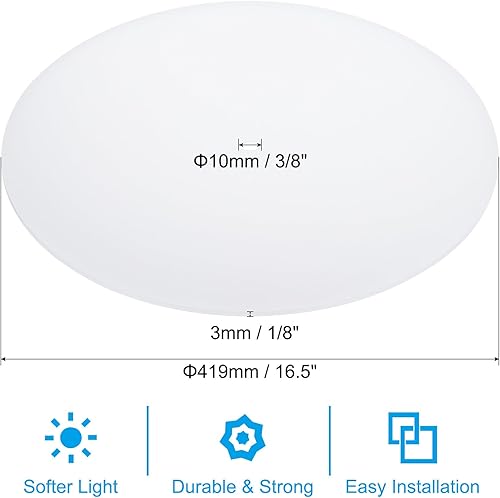 Miniatura 9 de PATIKIL Difusor de pantalla de lámpara, diámetro de 11.5 pulgadas con orificio central de 38 pulgadas, difusor redondo para pantallas de tambor,