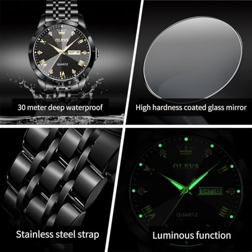 Image of OLEVS Men Watch Business Dress Diamond Luxury Watch Luminous Easy to Read Date Waterproof Stainless Steel Quartz Analog Simple Dress Watch