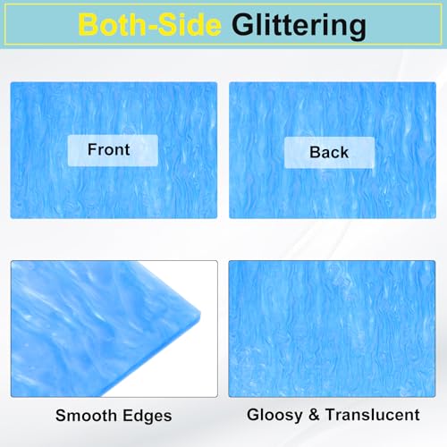 Image of MECCANIXITY 3 Pcs Glitter Pearl Acrylic Sheet,12 inch x 8 inch x 1 /8 inch Pearlescent Cast Pmma Plastic Sheets Extruded Translucent Blanks for DIY Art Crafting Laser Cutting & Engraving,Blue