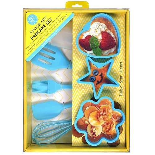 R&M Junior Pancake Kit, Includes 5 Piece Tool Set, and 3 Silicone Shapes, Daisy, Star and Heart