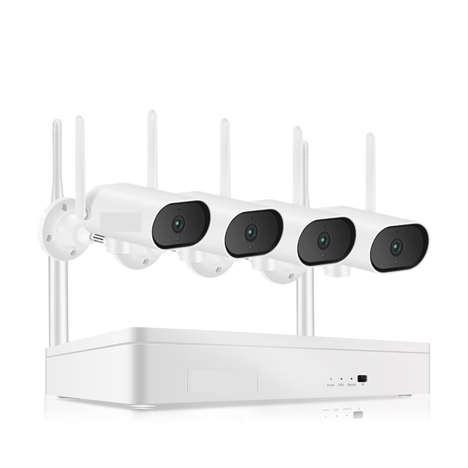 Kamera bezpieczeństwa, System kamer bezpieczeństwa 3MP Obrotowa w poziomie HD kamera Wi-Fi Nagrywanie dźwięku Night Vision System nadzoru zewnętrznego(1T,4 Cameras 8CH NVR)
