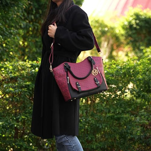 MKF Collection Shoulder Bag for Women, PU Leather Pocketbook Top-Handle Crossbody Purse Tote Satchel Handbag By Mia K2
