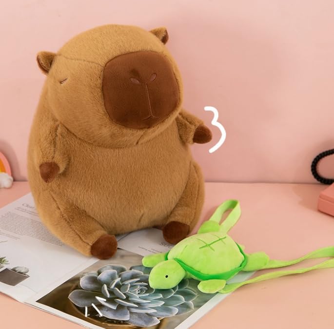 Capybara Plush Toy With Cute Turtle Backpack - Adorable Stuffed Animal & Gift For Kids & Capybara Lovers