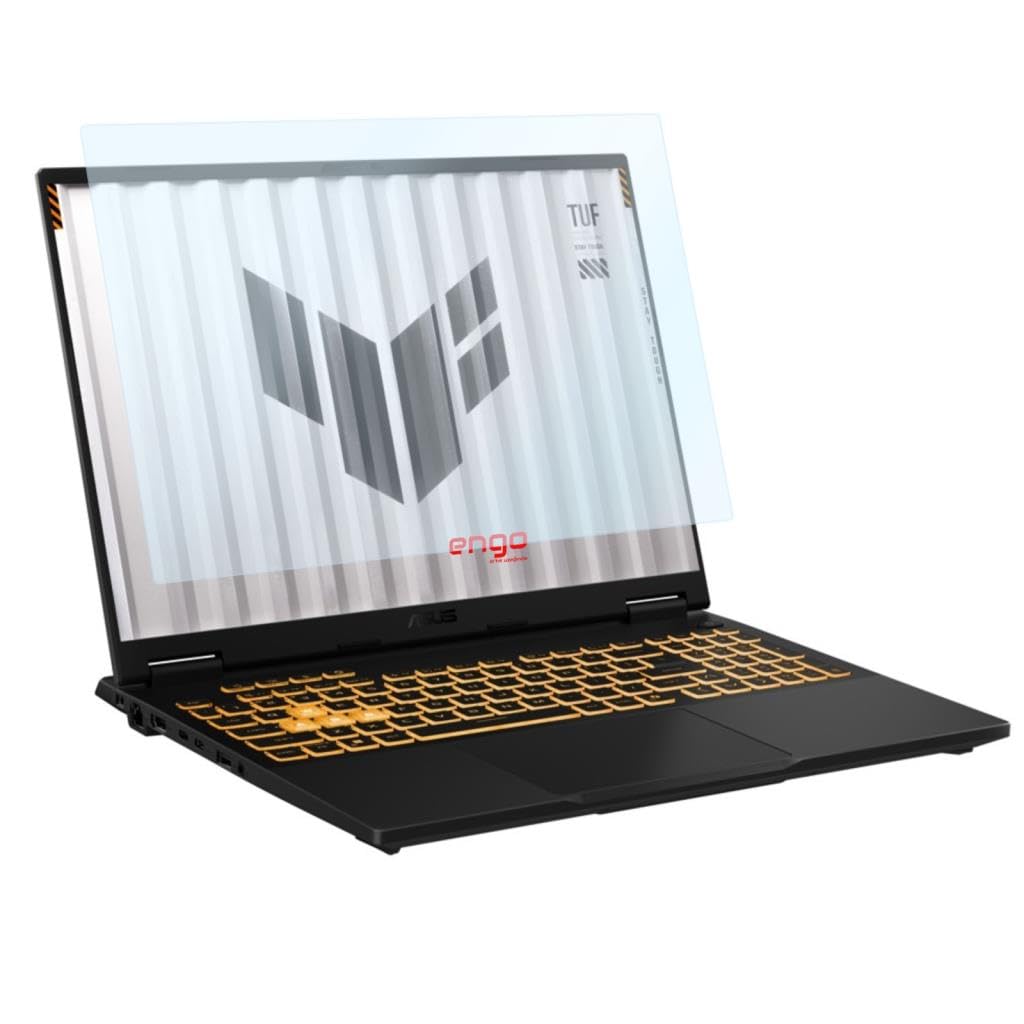 Engo Asus Tuf Gaming F16 16 İnç İle Uyumlu Ekran Koruyucu Notebook, 9h Temperli Kırılmaz Esnek Nano Cam, Çizilmeye Ve Darbeye Dayanıklı Laptop Koruma, Hd Şeffaf 16:10