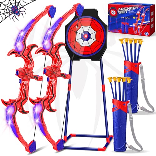 Spider Toys for 4-12 Year Old Boy, Bow and Arrow Gifts Age 5 6 7 8 9 10 Archery Set Kids Toys for Boys Age 6 7 8 9 10 11 12 Garden Toys 4-12 Year Old Boys Kids Xmas Gifts Present Outdoor Toys
