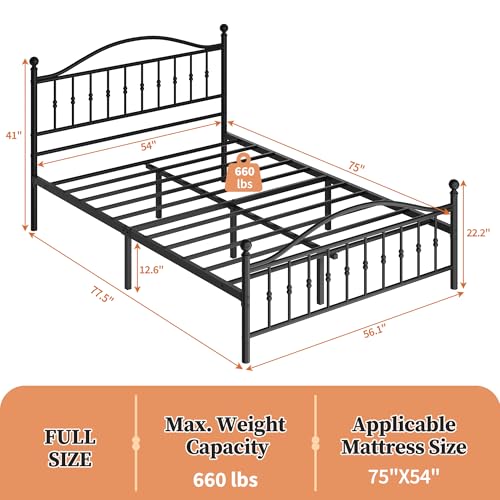 IDEALHOUSE Full Metal Bed Frame with Victorian Headboard, Underbed Storage - image 2