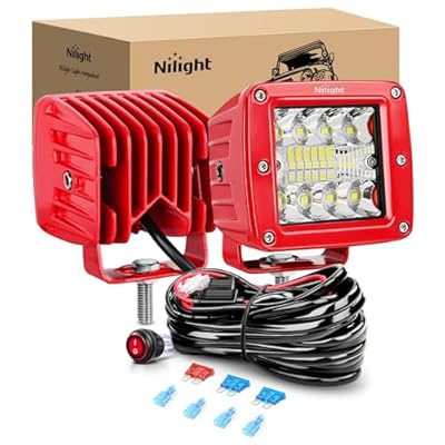 Nilight LED Light Pods 2PCS 42W 3 Inch Triple Row Spot Flood Combo LED Cubes with Wiring Harness Kit for Driving Backup Reverse Light on Off-Road Truck SUV ATV UTV