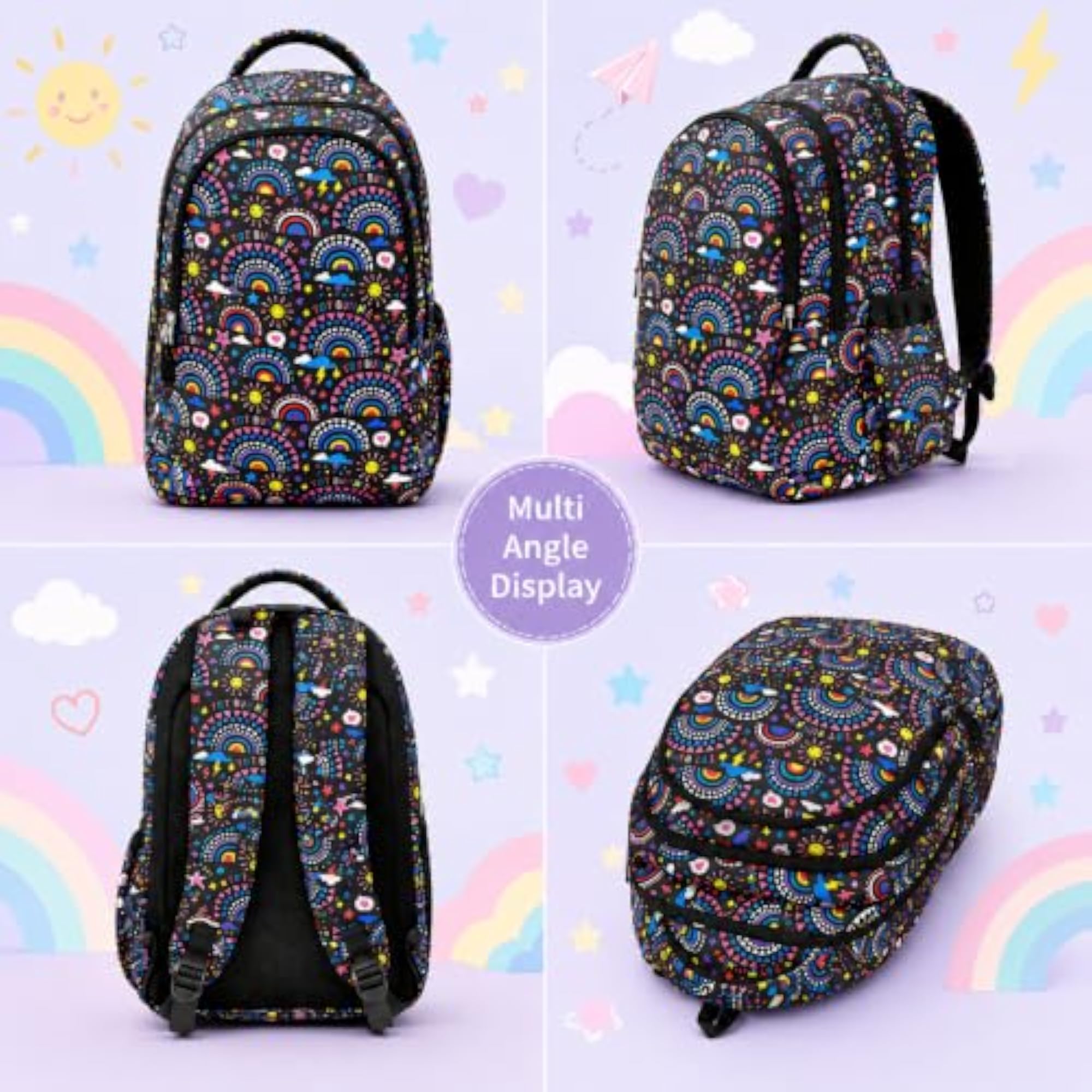 Kids School/Laptop Backpack with Rainbow Print