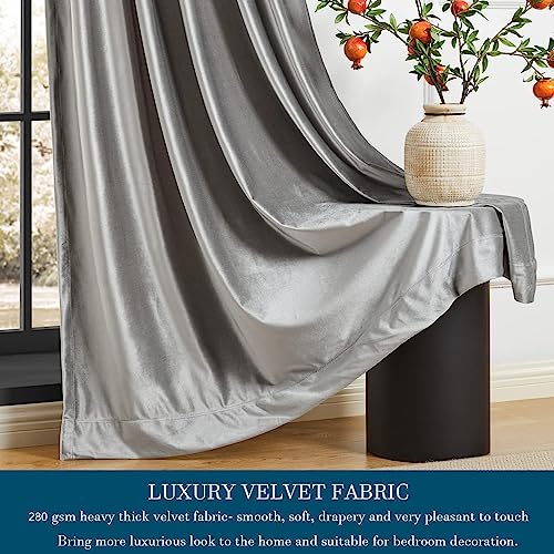 Image of PRIMROSE Light Grey Curtains 102 inch for Living Room,2 Panels Drapes Blackout Rod Pocket Back Tab Window Treatment Room Darkening Thick Decorative Curtains for Bedroom