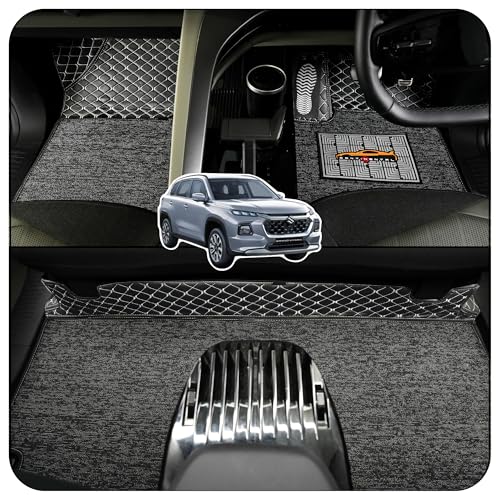 Image of CONTINENTAL [Butterfly 7D Vitara Car Mats] Luxury 7D Car Floor Mats for Vitara (2022-2026) || Scratchproof & Waterproof Vitara 7D Car Mats || Color - Black & Silver