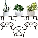 Lewondr Soporte para Macetas de Plantas de Hierro, Ideal para Decoración para Interiores y Exteriores – Chocolate